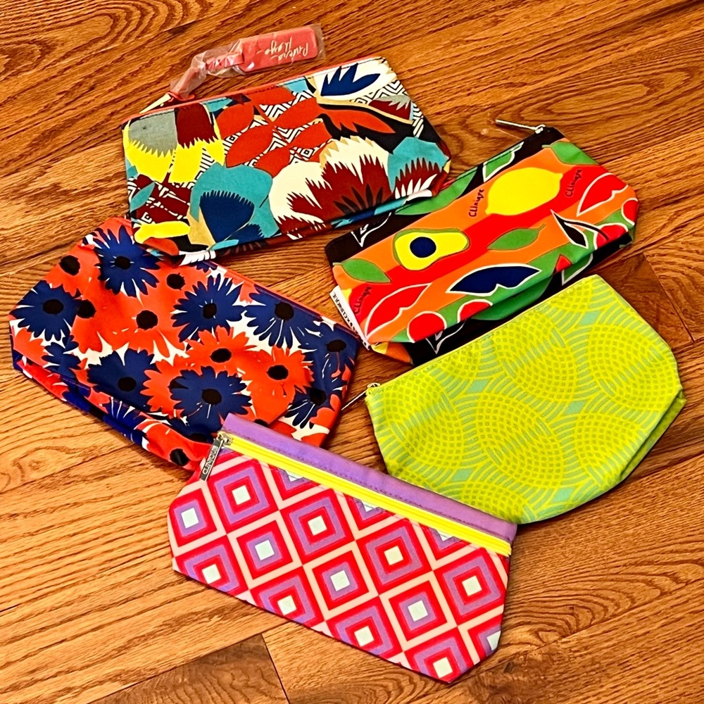 Bundle of 5 Brand New Makeup Cosmetic Bags Clinique & Estée Lauder Fruit Flowers